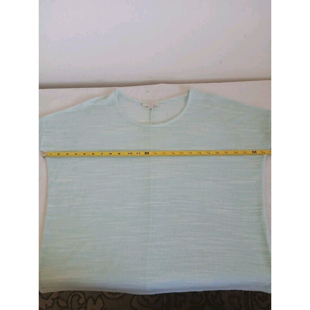 Olive And Oak Womens Tunic 3/4 Sleeve Textured Shirt Size‎ Medium  Aqua/White - Picture 10 of 14